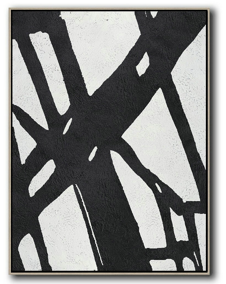 Handmade Large Painting,Black And White Minimal Painting On Canvas - Personalized Canvas Art